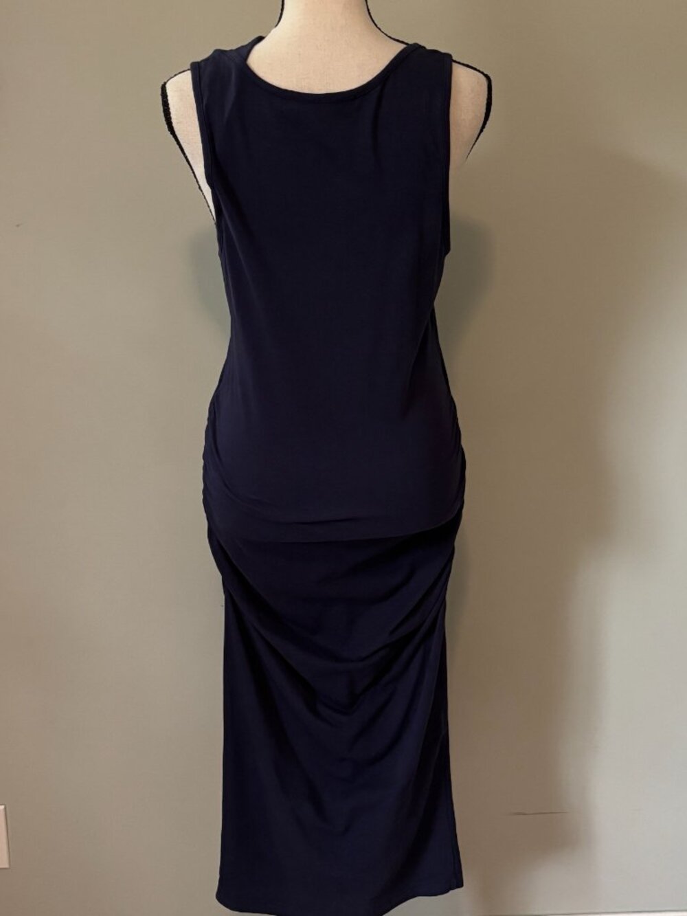 Michael Stars Navy Cutout Ruched Midi Dress Large Like New - Picture 3 of 4